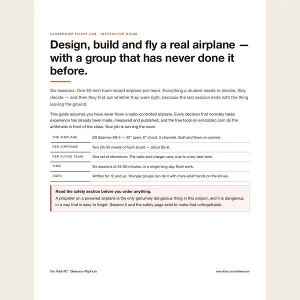 Cover page of the Classroom Flight Lab instructor guide
