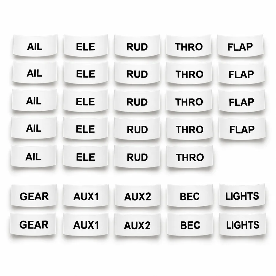 All thirty labels of the Standard pack arranged in rows by channel name